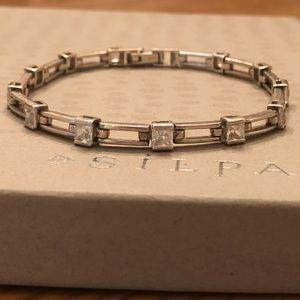 Vintage Silpada Sterling Silver Cubic Zirconia Link Tennis Bracelet B1906